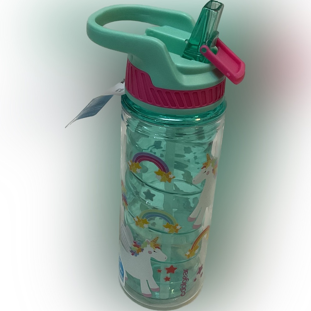 NWT Coolgear Waterbottle 16 oz unicorn rainbow star turquoise pink